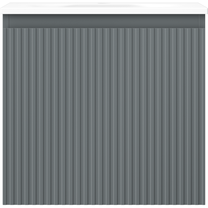 Mexen Rivel bathroom cabinet 50 cm with Vela sink, 1 drawer, grooved, graphite matte/white matte - 91A20-05047-1-BF66-W23M01