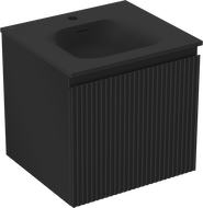 Mexen Rivel 50 cm Bathroom Cabinet with Vela Sink, 1 Drawer, Grooved, Black Matte - 91A20-05047-1-BF71-W23M71