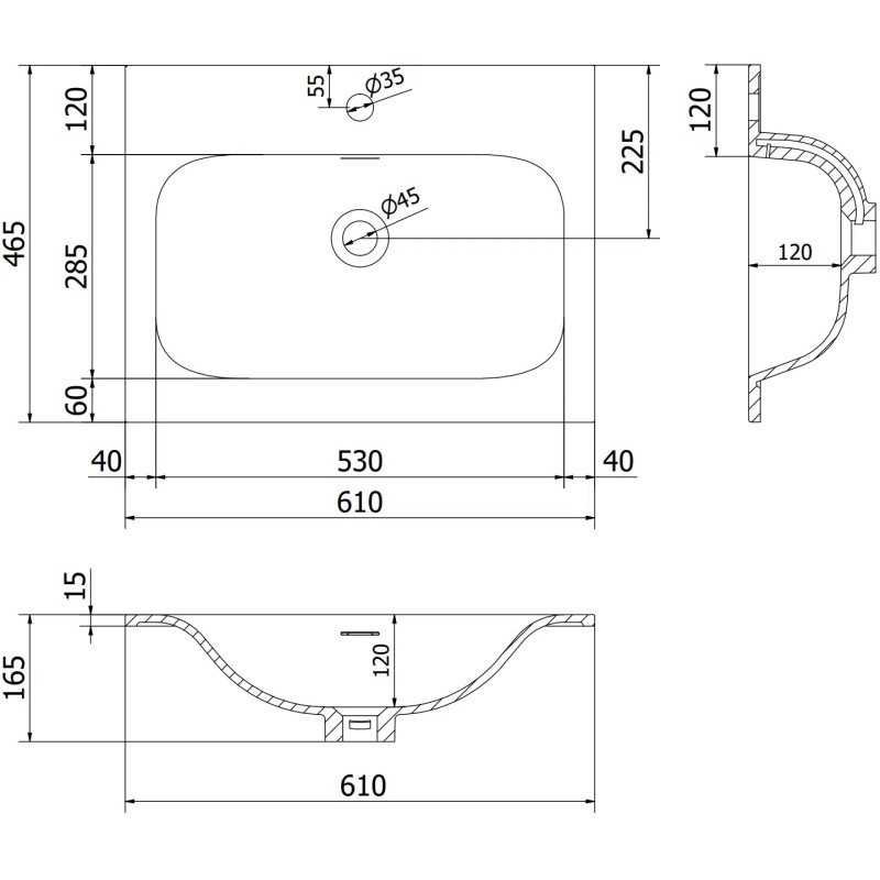 Mexen Rivel bathroom cabinet 60 cm with Vela washbasin, 1 drawer, grooved, white matte - 91A20-06047-1-BF01-W23M01