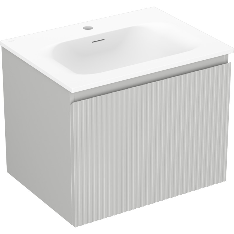 Mexen Rivel 60 cm bathroom cabinet with Vela sink, 1 drawer, grooved, matte gray/white matte - 91A20-06047-1-BF62-W23M01