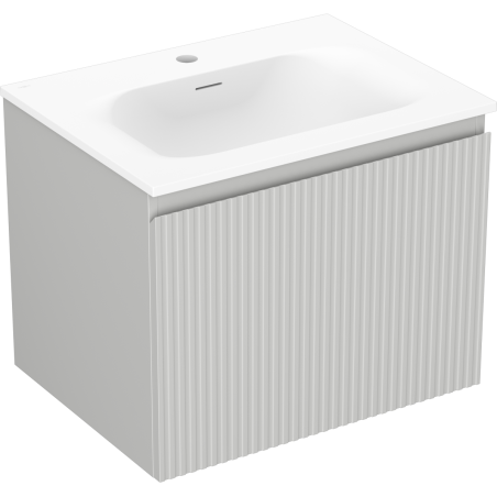 Mexen Rivel 60 cm bathroom cabinet with Vela sink, 1 drawer, grooved, matte gray/white matte - 91A20-06047-1-BF62-W23M01