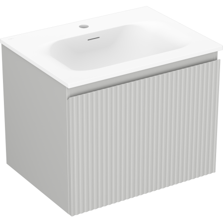 Mexen Rivel bathroom cabinet 60 cm with Vela washbasin, 1 drawer, fluted, grey mat/white mat - 91A20-06047-1-BF62-W23M01