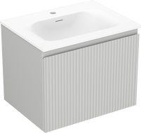 Mexen Rivel 60 cm bathroom cabinet with Vela sink, 1 drawer, grooved, matte gray/white matte - 91A20-06047-1-BF62-W23M01
