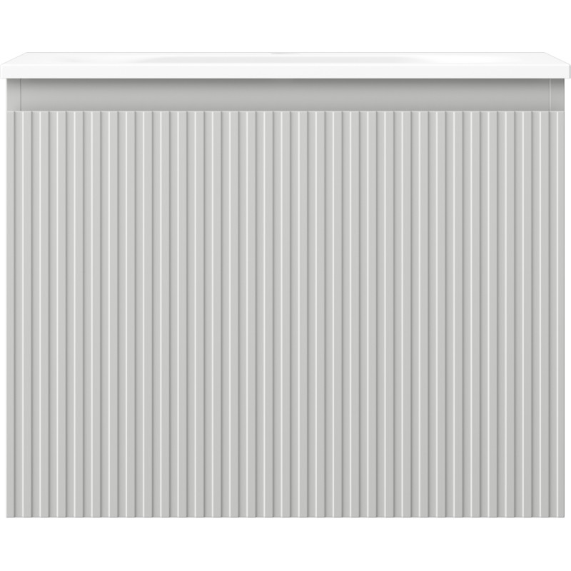 Mexen Rivel 60 cm bathroom cabinet with Vela sink, 1 drawer, grooved, matte gray/white matte - 91A20-06047-1-BF62-W23M01