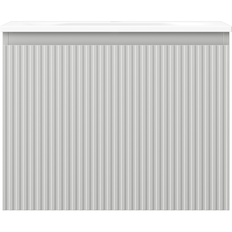 Mexen Rivel bathroom cabinet 60 cm with Vela washbasin, 1 drawer, fluted, grey mat/white mat - 91A20-06047-1-BF62-W23M01