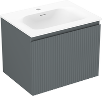 Mexen Rivel 60 cm bathroom cabinet with Vela sink, 1 drawer, ribbed, matte graphite/white matte - 91A20-06047-1-BF66-W23M01