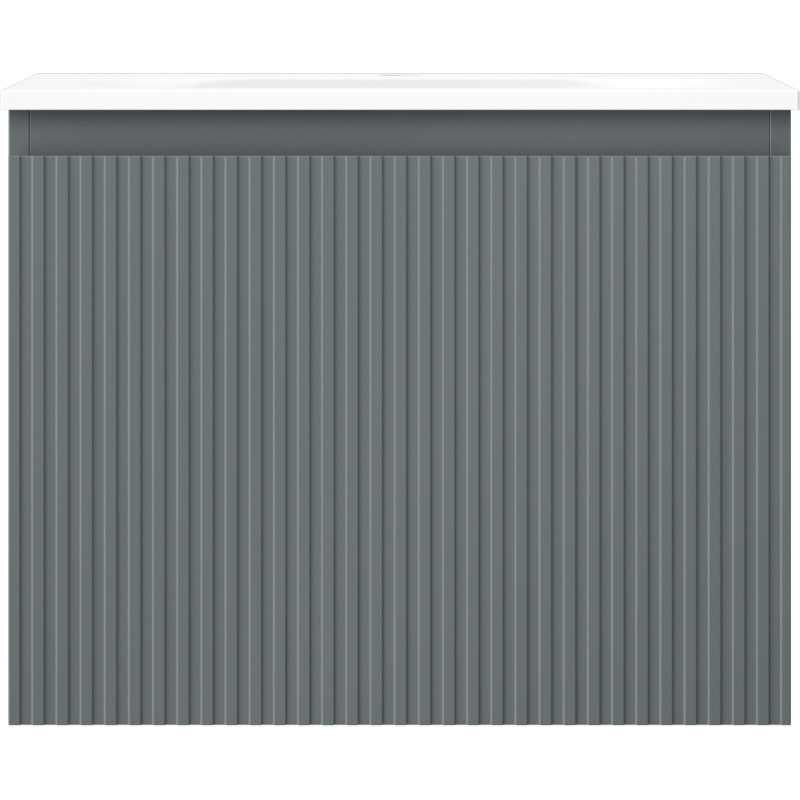 Mexen Rivel 60 cm bathroom cabinet with Vela sink, 1 drawer, ribbed, matte graphite/white matte - 91A20-06047-1-BF66-W23M01