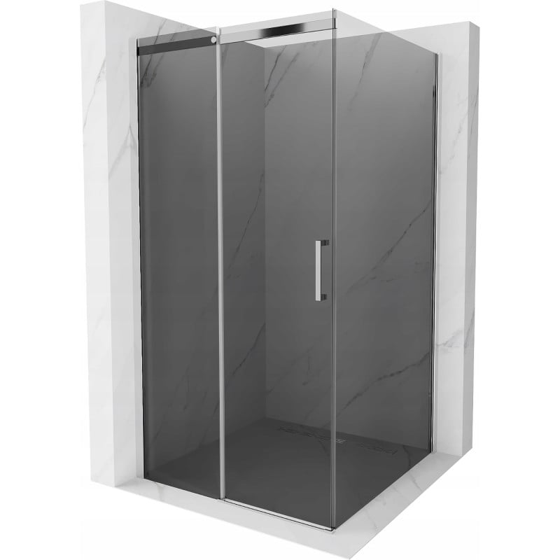 Mexen Omega 100 x 100 cm Sliding Shower Enclosure, Graphite, Chrome - 825-100-100-01-40