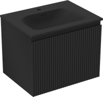 Mexen Rivel 60 cm Bathroom Cabinet with Vela Sink, 1 Drawer, Grooved, Black Matte - 91A20-06047-1-BF71-W23M71