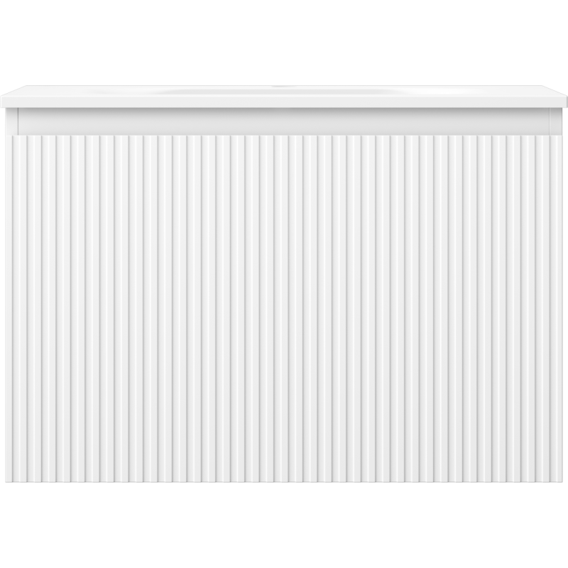 Mexen Rivel bathroom cabinet 70 cm with Vela washbasin, 1 drawer, grooved, white matte - 91A20-07047-1-BF01-W23M01