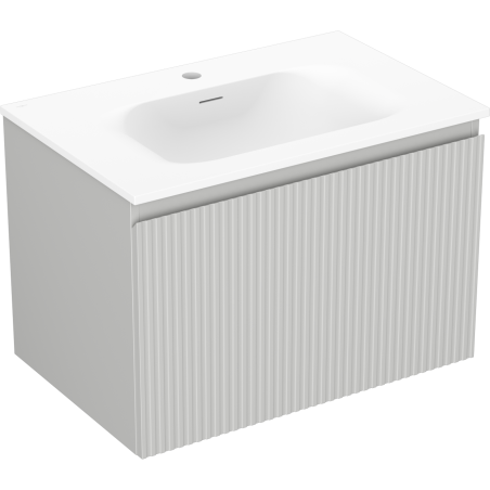 Mexen Rivel bathroom cabinet 70 cm with Vela sink, 1 drawer, fluted, grey matte/white matte - 91A20-07047-1-BF62-W23M01