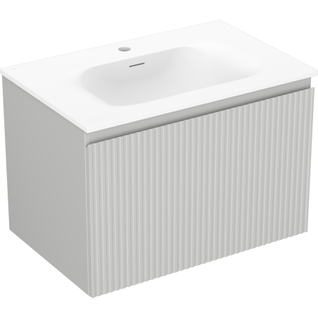 Mexen Rivel bathroom cabinet 70 cm with Vela sink, 1 drawer, grooved, gray matte/white matte - 91A20-07047-1-BF62-W23M01