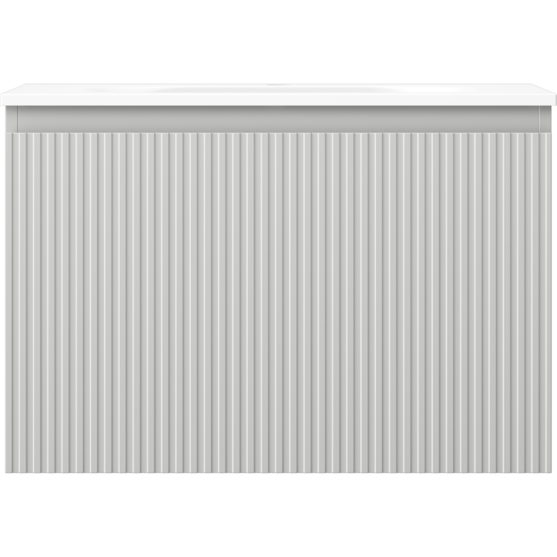 Mexen Rivel bathroom cabinet 70 cm with Vela sink, 1 drawer, fluted, grey matte/white matte - 91A20-07047-1-BF62-W23M01