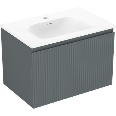 Mexen Rivel bathroom cabinet 70 cm with Vela sink, 1 drawer, grooved, matte graphite/white matte - 91A20-07047-1-BF66-W23M01