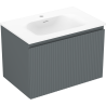 Mexen Rivel bathroom cabinet 70 cm with Vela sink, 1 drawer, grooved, matte graphite/white matte - 91A20-07047-1-BF66-W23M01