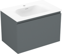 Mexen Rivel bathroom cabinet 70 cm with Vela sink, 1 drawer, grooved, matte graphite/white matte - 91A20-07047-1-BF66-W23M01