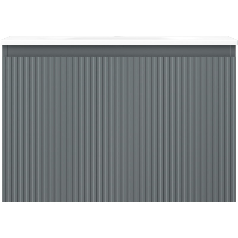 Mexen Rivel bathroom cabinet 70 cm with Vela sink, 1 drawer, grooved, graphite matte/white matte - 91A20-07047-1-BF66-W23M01