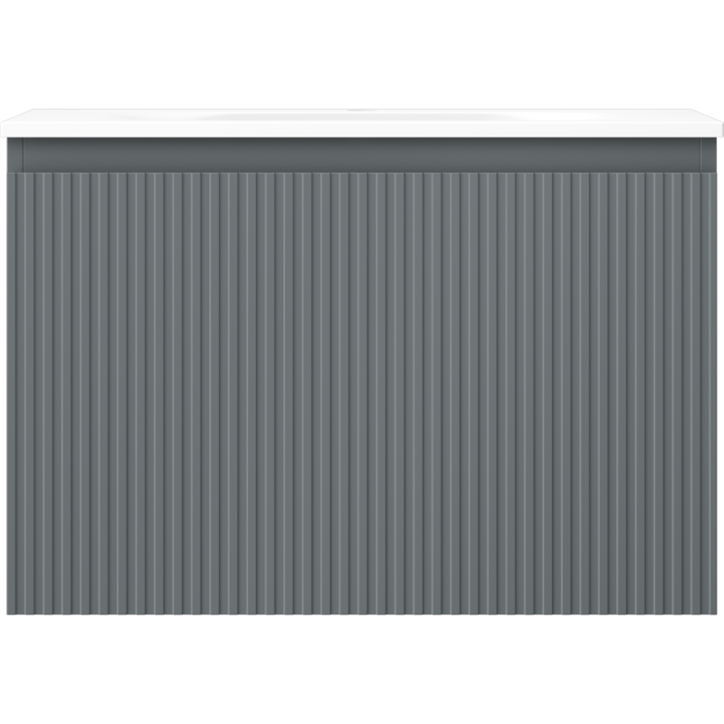 Mexen Rivel bathroom cabinet 70 cm with Vela sink, 1 drawer, grooved, matte graphite/white matte - 91A20-07047-1-BF66-W23M01