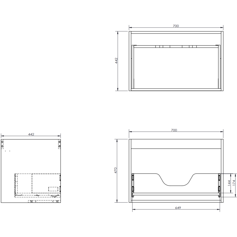 Mexen Rivel bathroom cabinet 70 cm with Vela sink, 1 drawer, grooved, graphite matte/white matte - 91A20-07047-1-BF66-W23M01