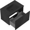 Mexen Rivel bathroom cabinet 70 cm with Vela sink, 1 drawer, grooved, matte black - 91A20-07047-1-BF71-W23M71