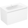 Mexen Rivel bathroom cabinet 80 cm with Vela washbasin, 1 drawer, grooved, matte white - 91A20-08047-1-BF01-W23M01