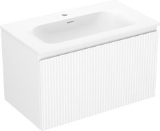 Mexen Rivel bathroom cabinet 80 cm with Vela washbasin, 1 drawer, grooved, matte white - 91A20-08047-1-BF01-W23M01