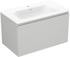 Mexen Rivel bathroom cabinet 80 cm with Vela sink, 1 drawer, fluted, gray matte/white matte - 91A20-08047-1-BF62-W23M01