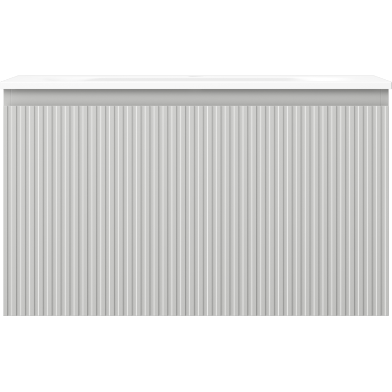 Mexen Rivel 80 cm Bathroom Cabinet with Vela Sink, 1 Drawer, Grooved, Grey Matte/White Matte - 91A20-08047-1-BF62-W23M01