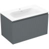 Mexen Rivel 80 cm Bathroom Cabinet with Vela Sink, 1 Drawer, Grooved, Graphite Matte/White Matte - 91A20-08047-1-BF66-W23M01