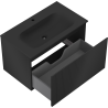 Mexen Rivel bathroom cabinet 80 cm with Vela washbasin, 1 drawer, fluted, black matte - 91A20-08047-1-BF71-W23M71