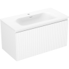 Mexen Rivel bathroom cabinet 90 cm with Vela sink, 1 drawer, grooved, white matt - 91A20-09047-1-BF01-W23M01