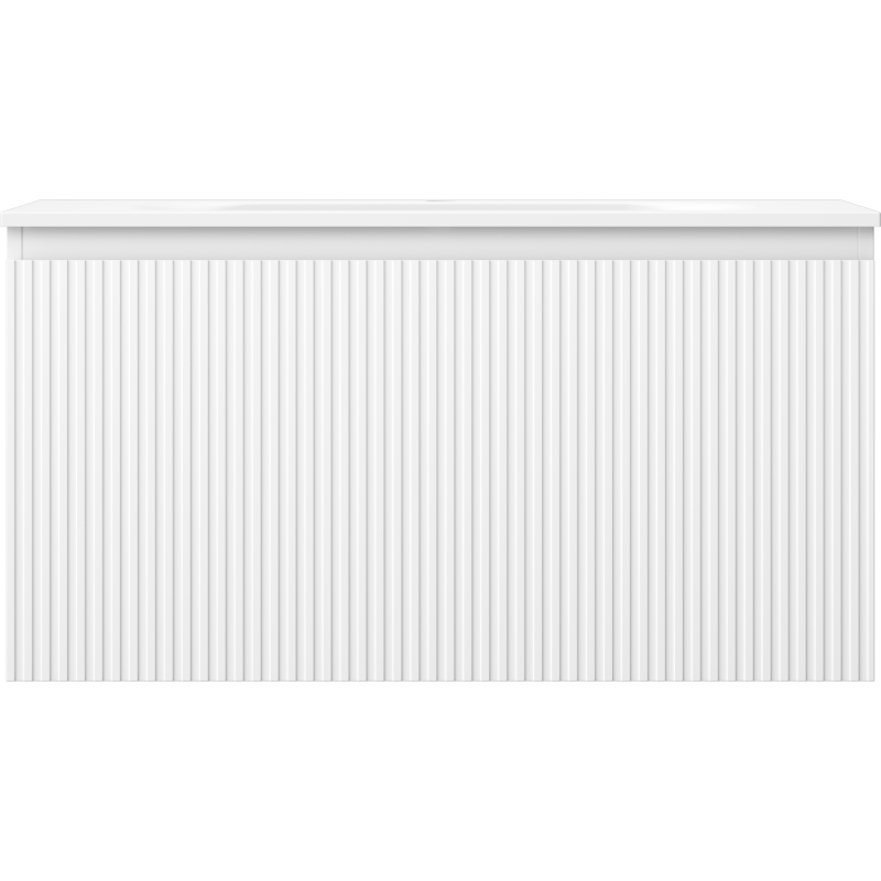 Mexen Rivel bathroom cabinet 90 cm with Vela sink, 1 drawer, grooved, white matt - 91A20-09047-1-BF01-W23M01