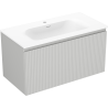 Mexen Rivel 90 cm bathroom cabinet with Vela sink, 1 drawer, grooved, gray matte/white matte - 91A20-09047-1-BF62-W23M01