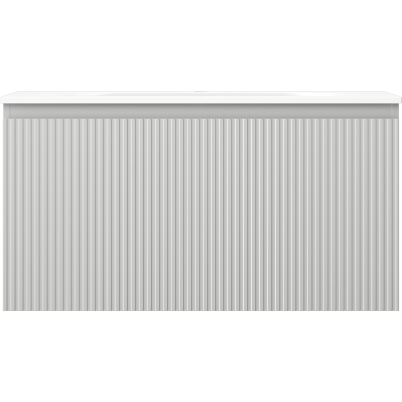 Mexen Rivel bathroom cabinet 90 cm with Vela sink, 1 drawer, fluted, grey matt/white matt - 91A20-09047-1-BF62-W23M01