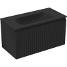 Mexen Rivel bathroom cabinet 90 cm with Vela sink, 1 drawer, grooved, black matte - 91A20-09047-1-BF71-W23M71