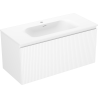 Mexen Rivel bathroom cabinet 100 cm with Vela sink, 1 drawer, fluted, white matte - 91A20-10047-1-BF01-W23M01