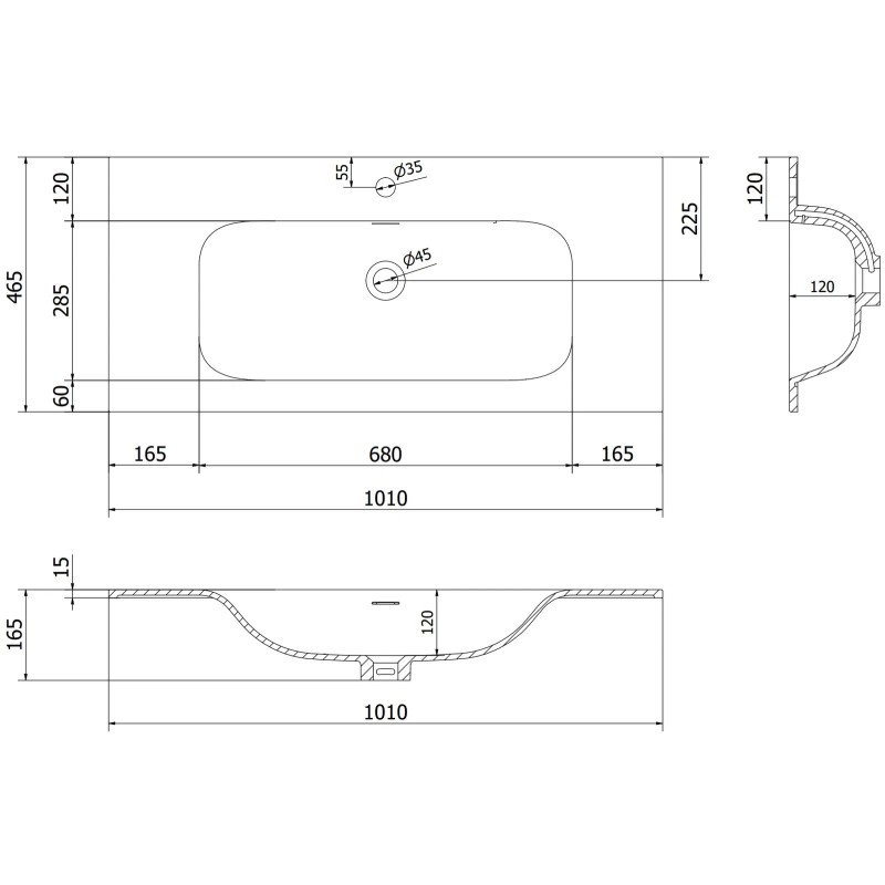 Mexen Rivel 100 cm Bathroom Cabinet with Vela Basin, 1 Drawer, Fluted, White Matte - 91A20-10047-1-BF01-W23M01