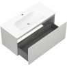 Mexen Rivel bathroom cabinet 100 cm with Vela sink, 1 drawer, grooved, gray matte/white matte - 91A20-10047-1-BF62-W23M01