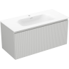 Mexen Rivel bathroom cabinet 100 cm with Vela sink, 1 drawer, grooved, gray matte/white matte - 91A20-10047-1-BF62-W23M01