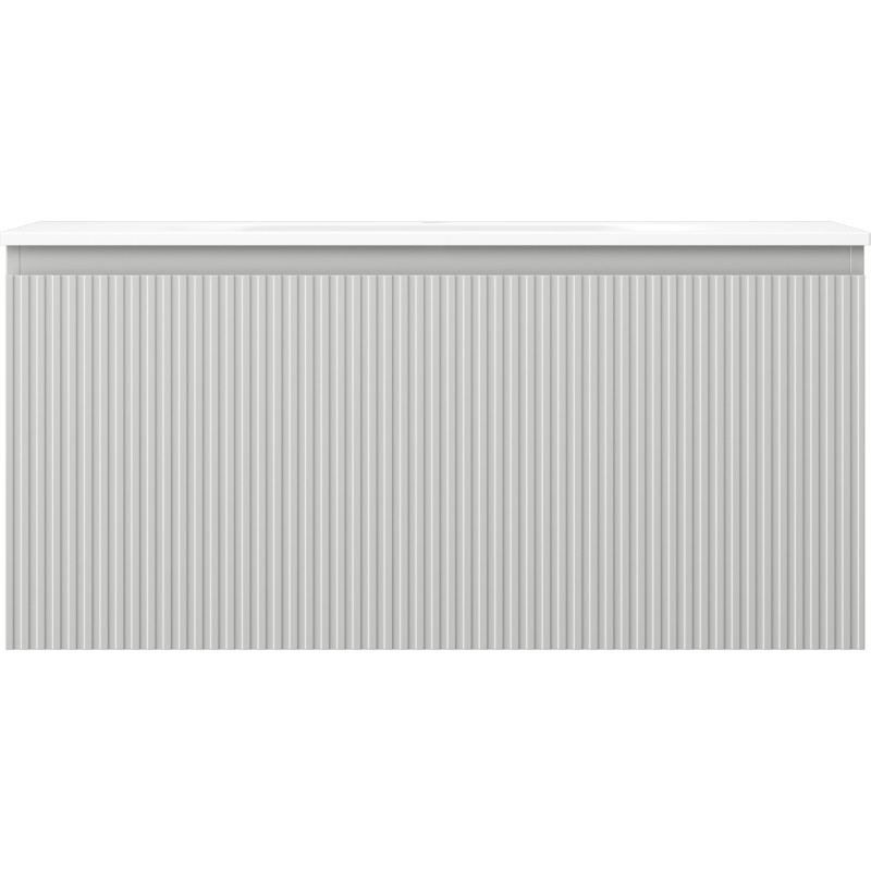 Mexen Rivel 100 cm bathroom cabinet with Vela sink, 1 drawer, grooved, gray matte/white matte - 91A20-10047-1-BF62-W23M01