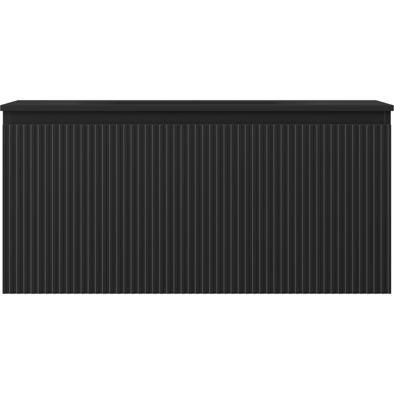 Mexen Rivel bathroom cabinet 100 cm with Vela washbasin, 1 drawer, fluted, black matte - 91A20-10047-1-BF71-W23M71