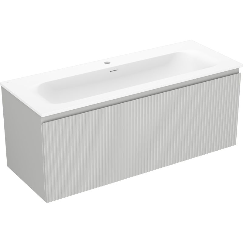 Mexen Rivel bathroom cabinet 120 cm with Vela sink, 1 drawer, fluted, gray matt/white matt - 91A20-12047-1-BF62-W23M01