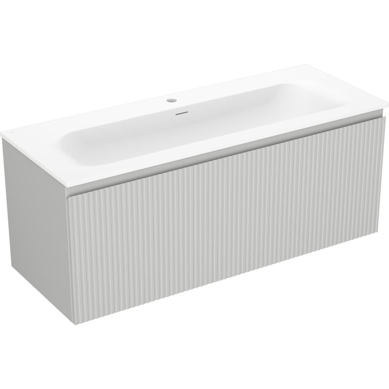 Mexen Rivel bathroom cabinet 120 cm with Vela washbasin, 1 drawer, fluted, gray matte/white matte - 91A20-12047-1-BF62-W23M01