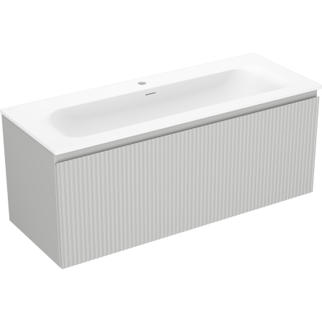 Mexen Rivel bathroom cabinet 120 cm with Vela washbasin, 1 drawer, fluted, gray matte/white matte - 91A20-12047-1-BF62-W23M01