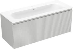 Mexen Rivel bathroom cabinet 120 cm with Vela washbasin, 1 drawer, fluted, gray matte/white matte - 91A20-12047-1-BF62-W23M01