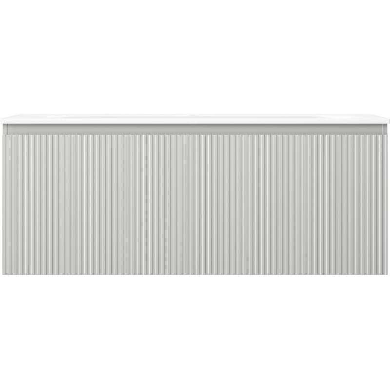 Mexen Rivel bathroom cabinet 120 cm with Vela washbasin, 1 drawer, fluted, gray matte/white matte - 91A20-12047-1-BF62-W23M01