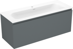 Mexen Rivel bathroom cabinet 120 cm with sink Vela, 1 drawer, fluted, matte graphite/white matte - 91A20-12047-1-BF66-W23M0