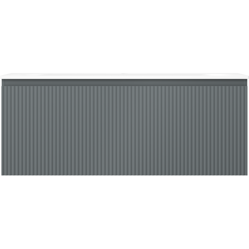 Mexen Rivel bathroom cabinet 120 cm with sink Vela, 1 drawer, fluted, matte graphite/white matte - 91A20-12047-1-BF66-W23M0