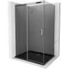 Mexen Omega extendable shower cubicle 120 x 80 cm, Graphite, Chrome + shower tray Flat, Black - 825-120-080-01-40-4070