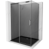Mexen Omega sliding shower enclosure 120 x 80 cm, graphite, chrome + Flat tray, black - 825-120-080-01-40-4070
